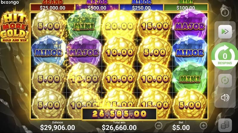 Big Win Screenshot of Hit more Gold! Hold & Win Pokie Game by Booongo