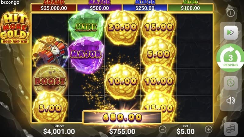 Free Spins Screenshot of Hit more Gold! Hold & Win Pokie Game by Booongo