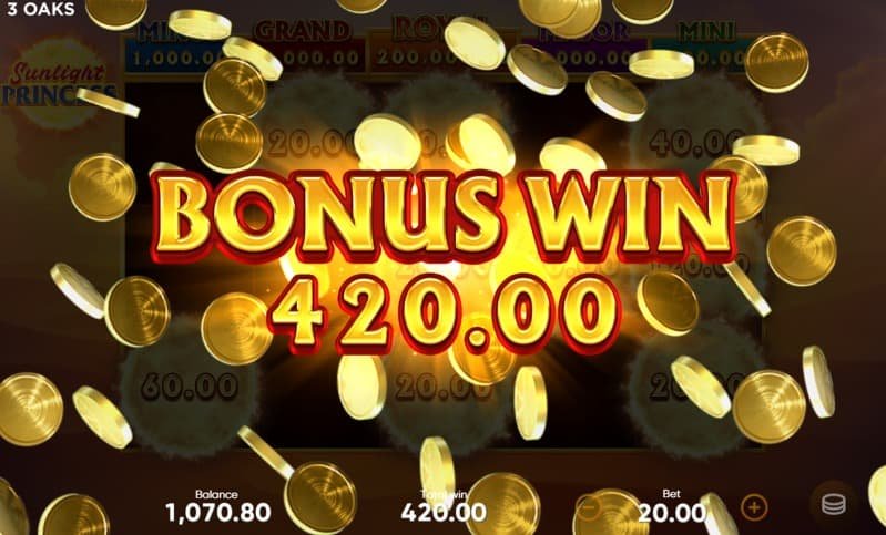 Big Win Screenshot of Sunlight Princess Hold & Win Pokie Game by Booongo