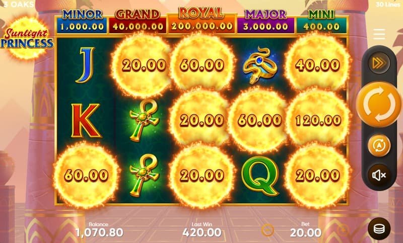 Free Spins Big Win Screenshot of Sunlight Princess Pokie Game by Booongo